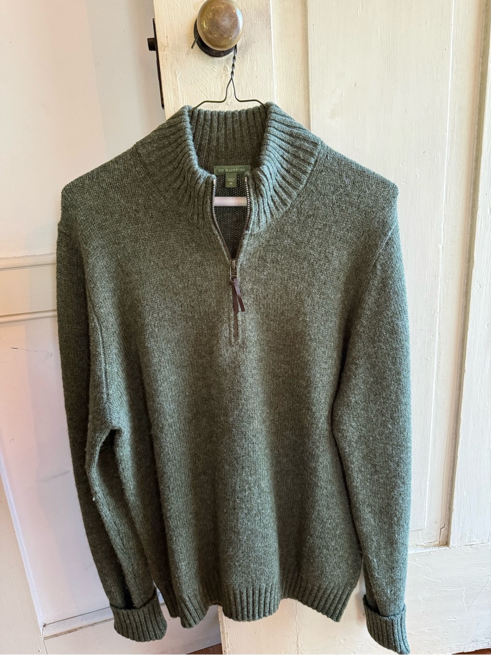 Sid Mashburn Olive Green Zip-Neck Sweater